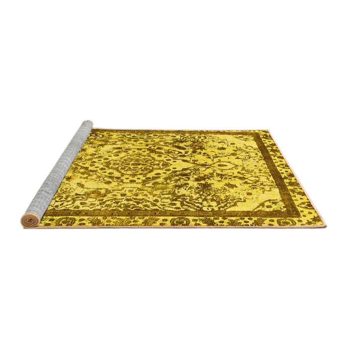Sideview of Machine Washable Abstract Yellow Modern Rug, wshabs581yw