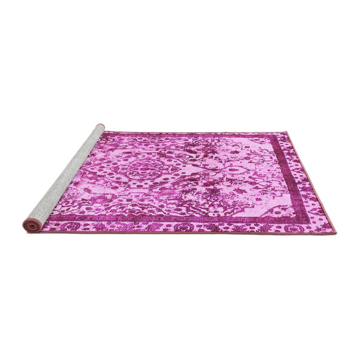 Sideview of Machine Washable Abstract Pink Modern Rug, wshabs581pnk