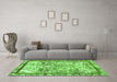 Machine Washable Abstract Green Modern Area Rugs in a Living Room,, wshabs581grn