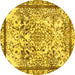 Round Abstract Yellow Modern Rug, abs581yw