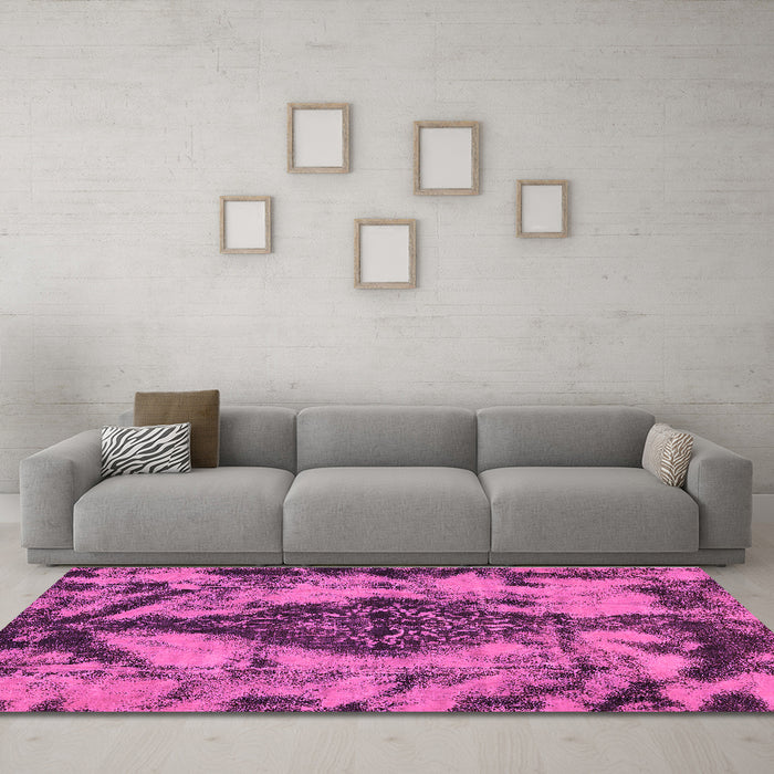 Machine Washable Abstract Purple Modern Area Rugs in a Living Room, wshabs582pur