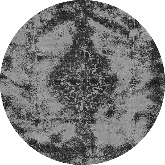 Round Machine Washable Abstract Gray Modern Rug, wshabs582gry