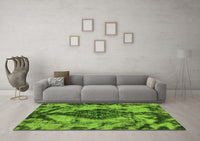 Machine Washable Abstract Green Modern Rug, wshabs582grn