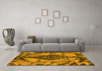 Machine Washable Abstract Yellow Modern Rug, wshabs582yw