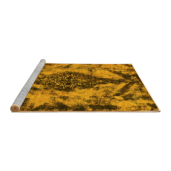 Sideview of Machine Washable Abstract Yellow Modern Rug, wshabs582yw