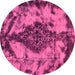 Round Abstract Pink Modern Rug, abs582pnk