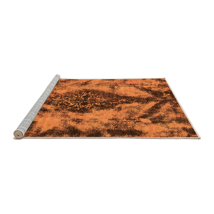 Sideview of Machine Washable Abstract Orange Modern Area Rugs, wshabs582org