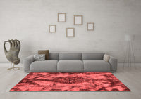 Machine Washable Abstract Red Modern Rug, wshabs582red