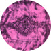 Round Machine Washable Abstract Purple Modern Area Rugs, wshabs582pur