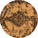 Round Abstract Brown Modern Rug, abs582brn