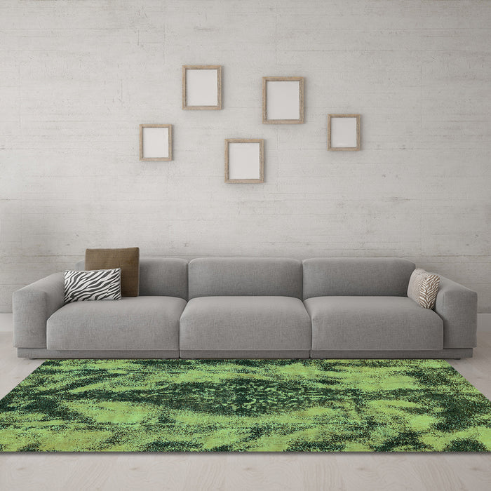 Machine Washable Abstract Turquoise Modern Area Rugs in a Living Room,, wshabs582turq
