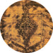 Round Abstract Red Brown Modern Rug, abs582