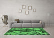 Machine Washable Abstract Emerald Green Modern Area Rugs in a Living Room,, wshabs582emgrn