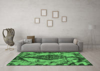 Machine Washable Abstract Emerald Green Modern Rug, wshabs582emgrn