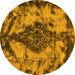 Round Abstract Yellow Modern Rug, abs582yw