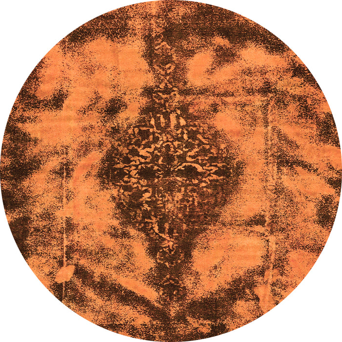 Round Abstract Orange Modern Rug, abs582org