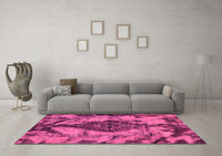 Machine Washable Abstract Pink Modern Rug, wshabs582pnk