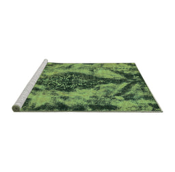 Sideview of Machine Washable Abstract Turquoise Modern Area Rugs, wshabs582turq