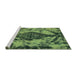 Sideview of Machine Washable Abstract Turquoise Modern Area Rugs, wshabs582turq