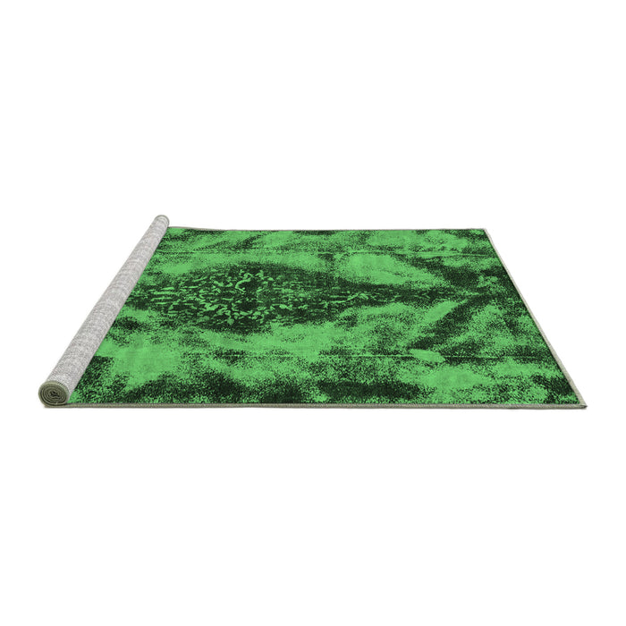 Sideview of Machine Washable Abstract Emerald Green Modern Area Rugs, wshabs582emgrn