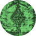 Round Abstract Emerald Green Modern Rug, abs582emgrn