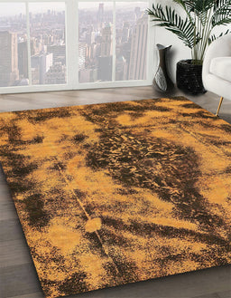 Machine Washable Abstract Red Brown Rug in a Family Room, wshabs582