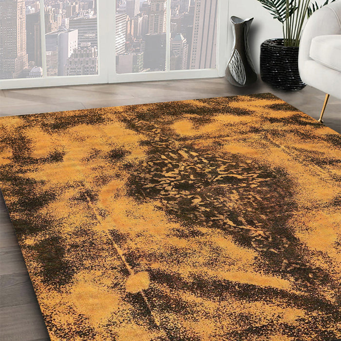 Machine Washable Abstract Red Brown Rug in a Family Room, wshabs582