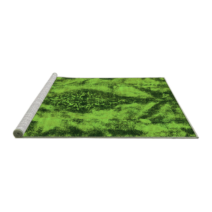 Sideview of Machine Washable Abstract Green Modern Area Rugs, wshabs582grn
