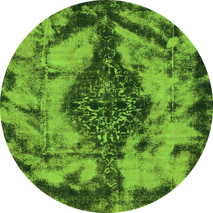Round Abstract Green Modern Rug, abs582grn
