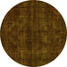 Round Machine Washable Abstract Yellow Modern Rug, wshabs583yw