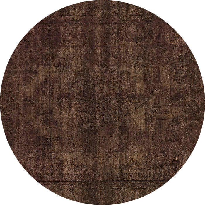 Round Machine Washable Abstract Brown Modern Rug, wshabs583brn