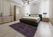 Machine Washable Abstract Deep Purple Rug in a Bedroom, wshabs583