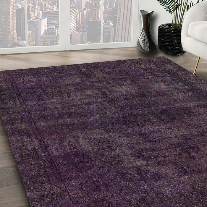 Machine Washable Abstract Deep Purple Rug in a Family Room, wshabs583
