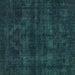 Square Machine Washable Abstract Turquoise Modern Area Rugs, wshabs583turq