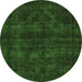 Round Abstract Green Modern Rug, abs583grn