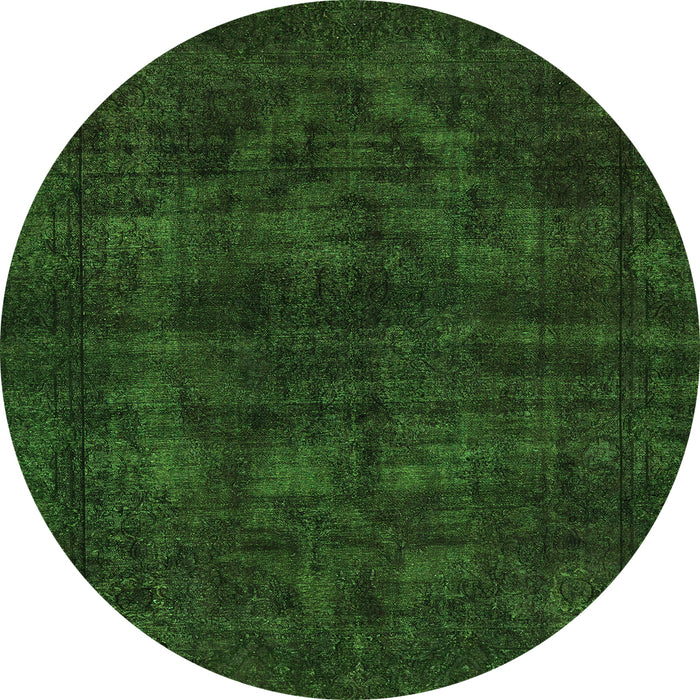Round Machine Washable Abstract Green Modern Area Rugs, wshabs583grn