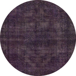 Round Abstract Deep Purple Modern Rug, abs583