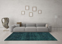 Machine Washable Abstract Turquoise Modern Rug, wshabs583turq