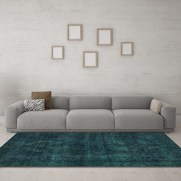 Machine Washable Abstract Turquoise Modern Area Rugs in a Living Room,, wshabs583turq