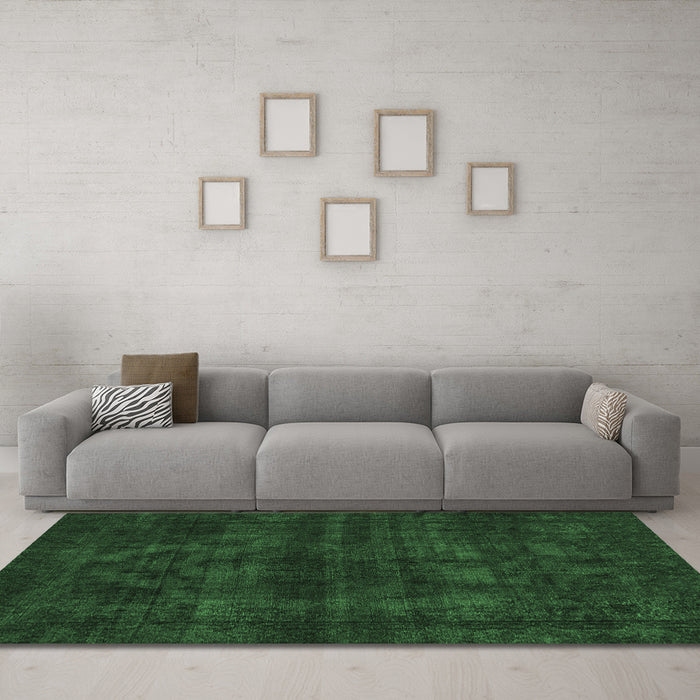 Machine Washable Abstract Emerald Green Modern Area Rugs in a Living Room,, wshabs583emgrn
