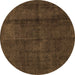 Round Abstract Brown Modern Rug, abs584brn