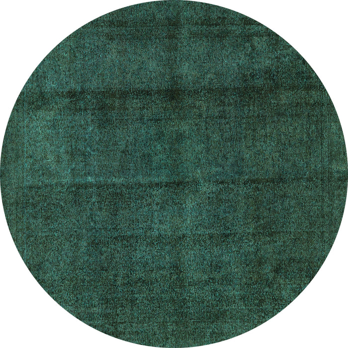 Round Machine Washable Abstract Turquoise Modern Area Rugs, wshabs584turq
