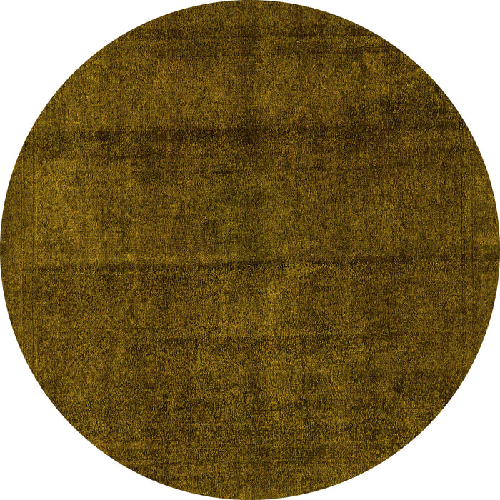 Round Abstract Yellow Modern Rug, abs584yw