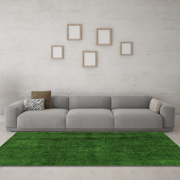 Machine Washable Abstract Green Modern Area Rugs in a Living Room,, wshabs584grn