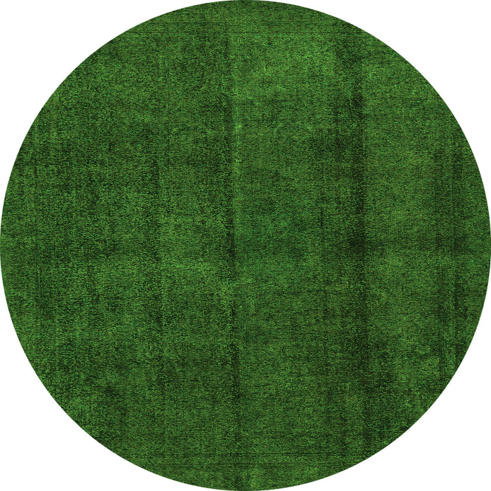 Round Machine Washable Abstract Green Modern Area Rugs, wshabs584grn