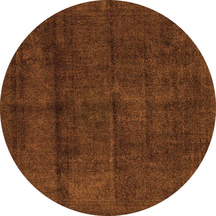 Round Machine Washable Abstract Orange Modern Area Rugs, wshabs584org
