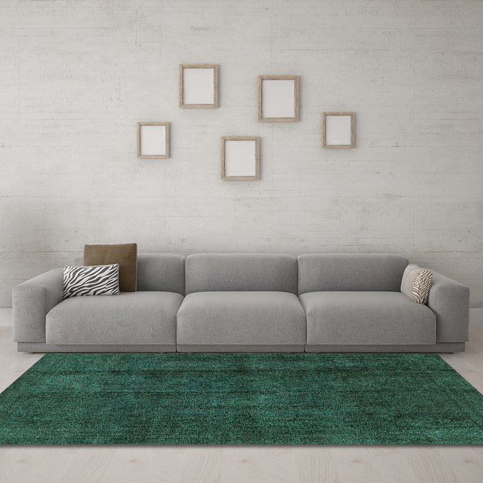 Machine Washable Abstract Turquoise Modern Area Rugs in a Living Room,, wshabs584turq