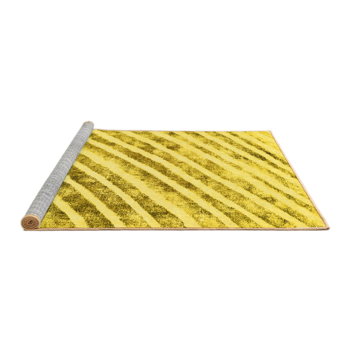 Sideview of Machine Washable Abstract Yellow Modern Rug, wshabs585yw