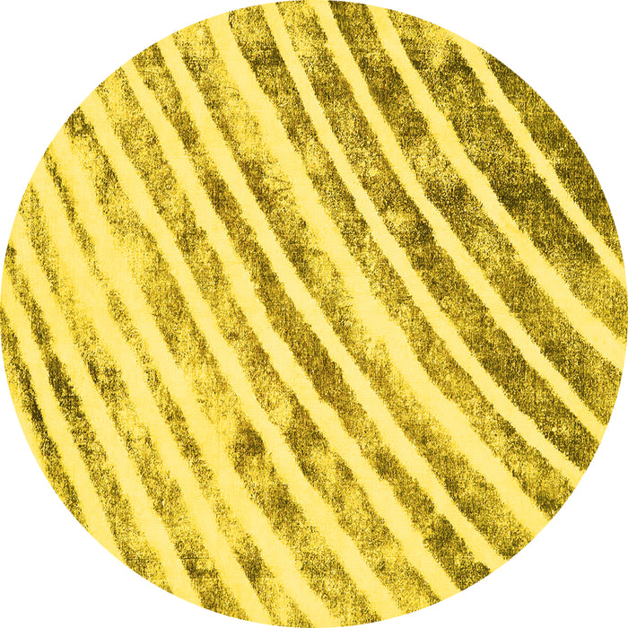 Round Machine Washable Abstract Yellow Modern Rug, wshabs585yw