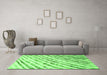 Machine Washable Abstract Green Modern Area Rugs in a Living Room,, wshabs585grn